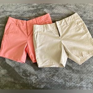 G H Bass & Co-misses shorts two pair included . Size 4.  Coral and light khaki.